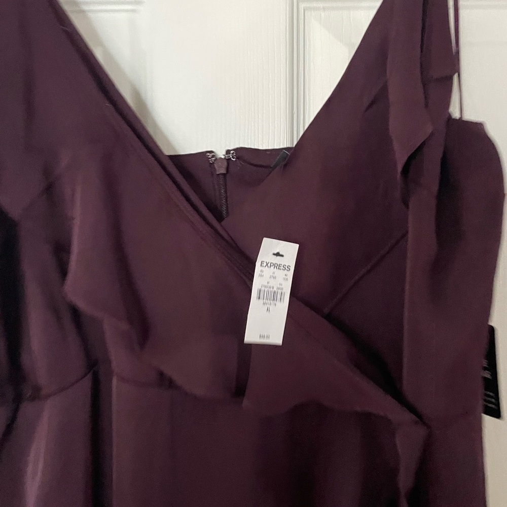 Express Deep Purple Sleevless Asymmetrical Skirt with a tie Waist XL NWT - Picture 3 of 6
